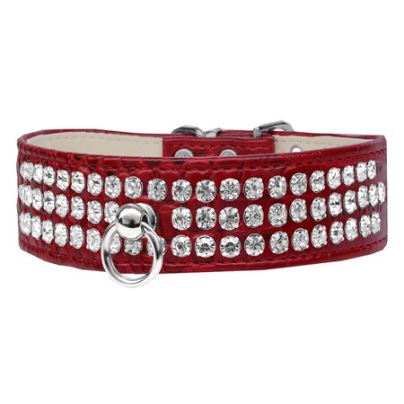 Mirage Pet Products Style No.73 Rhinestone Designer Croc Dog CollarRed Size 20 82-22-RDC20